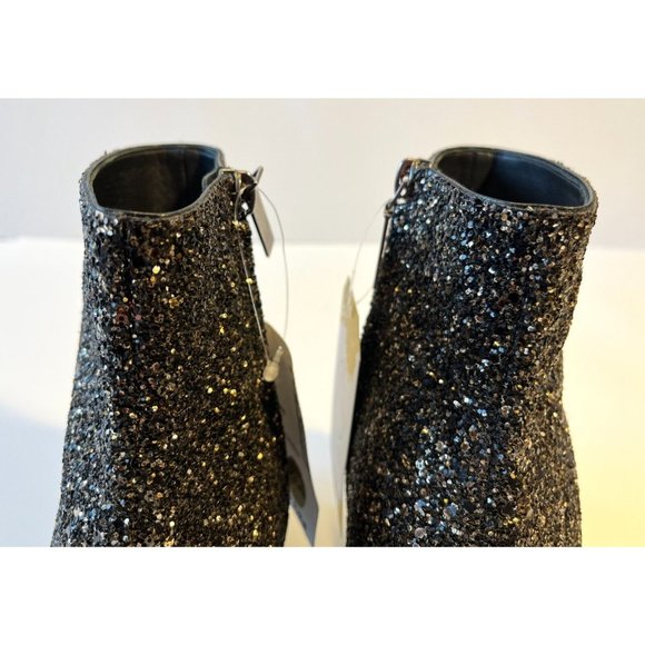 Saint Laurent Black Glitter Block Heel Ankle Booties, Sz 6.5 (US) 36.5 (EU) New - Picture 5 of 12
